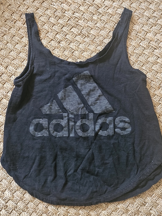 adidas Tops - adidas Black Scoop-Neck Logo Crop Tank